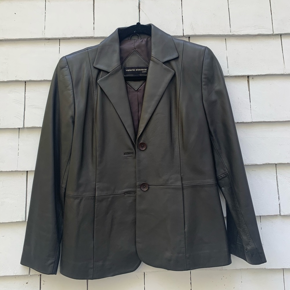Deep Brown Genuine Leather Blazer